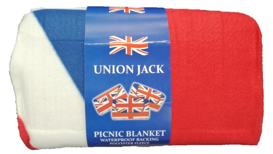 Union Jack - Fleece Waterproof Picnic Roll Up Blanket - 1.5 x 1.3m