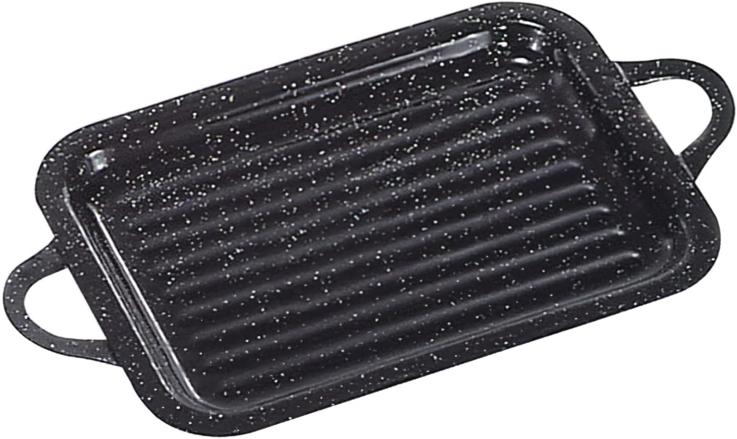 La Ideal - Enamel Steel Roast/Griddle Pan - 27cm - Home/Outdoor/Camping - Black