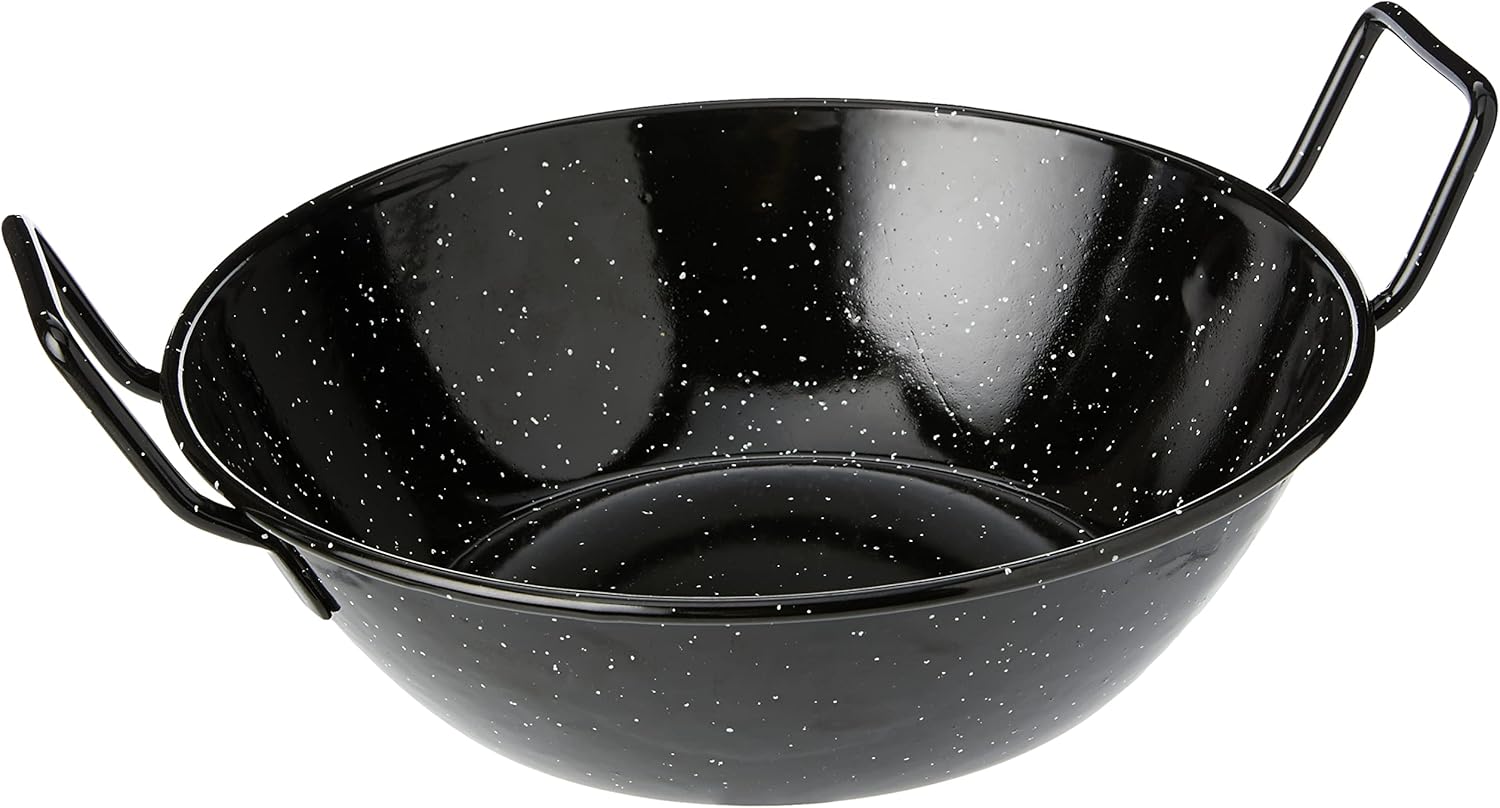 La Ideal - Enamelled Steel Deep Pan - 24 cm - Home/Outdoor/Camping - Black