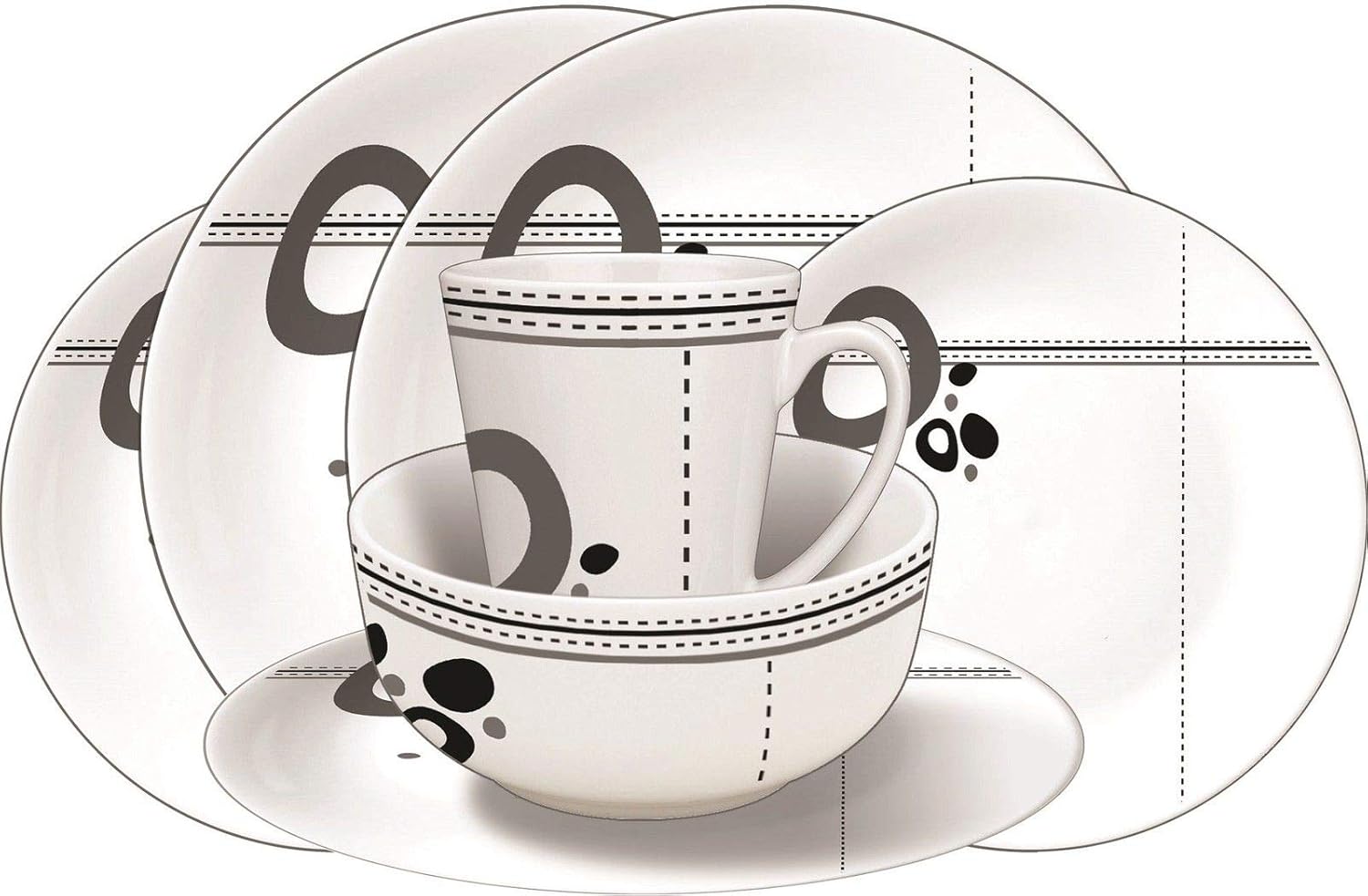 Camping/Caravan/Motorhome/Picnic - Melamine 16pc Dining/Dinner Set - Abstract