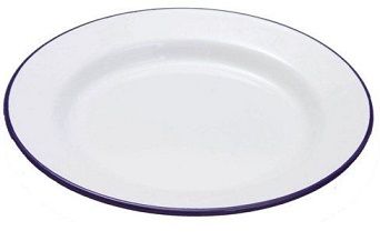 Outdoor/Camping/Caravan/Motorhome - Kitchenware - White Enamel Plate - 26cm