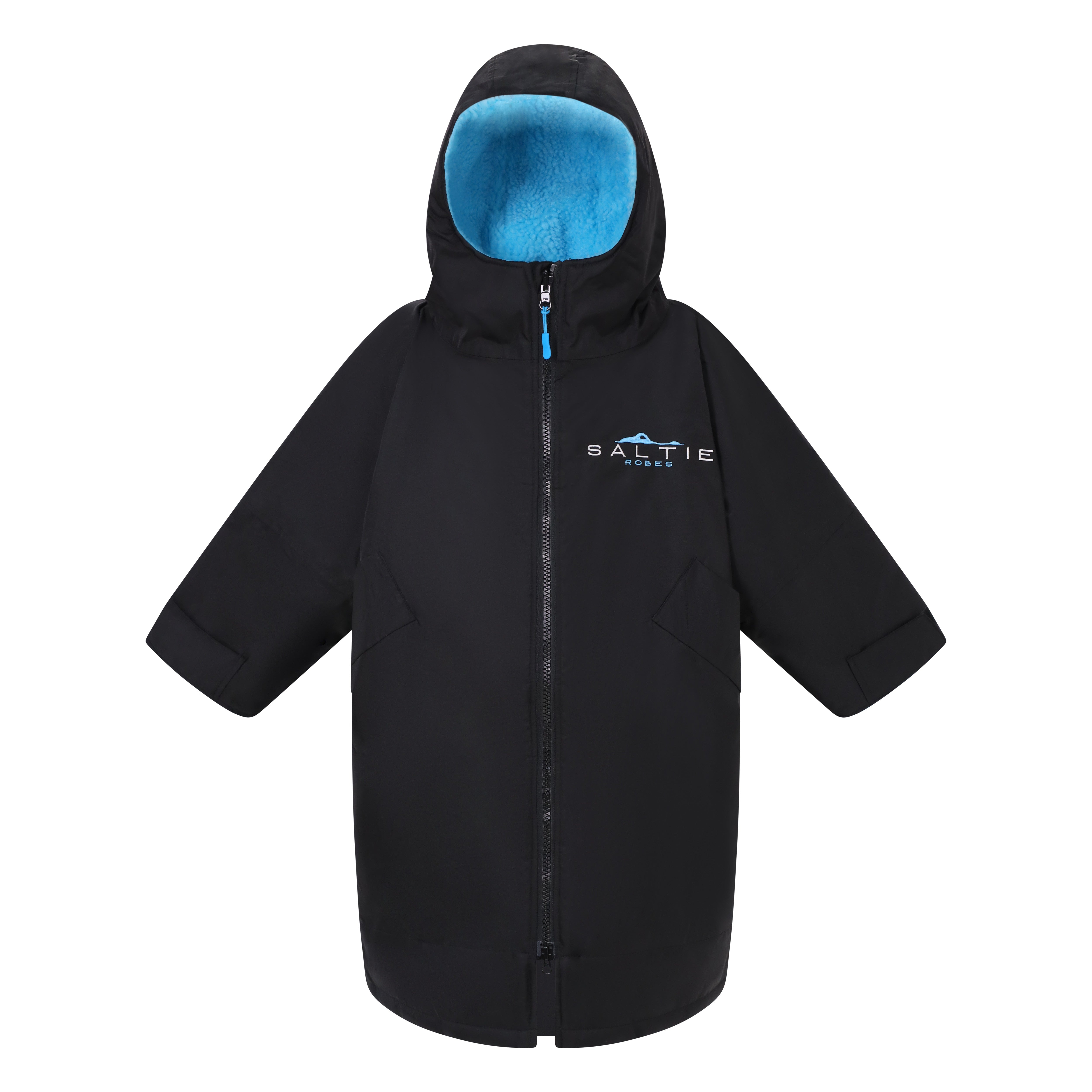 Saltie Junior Changing Robe - Black/Cyan