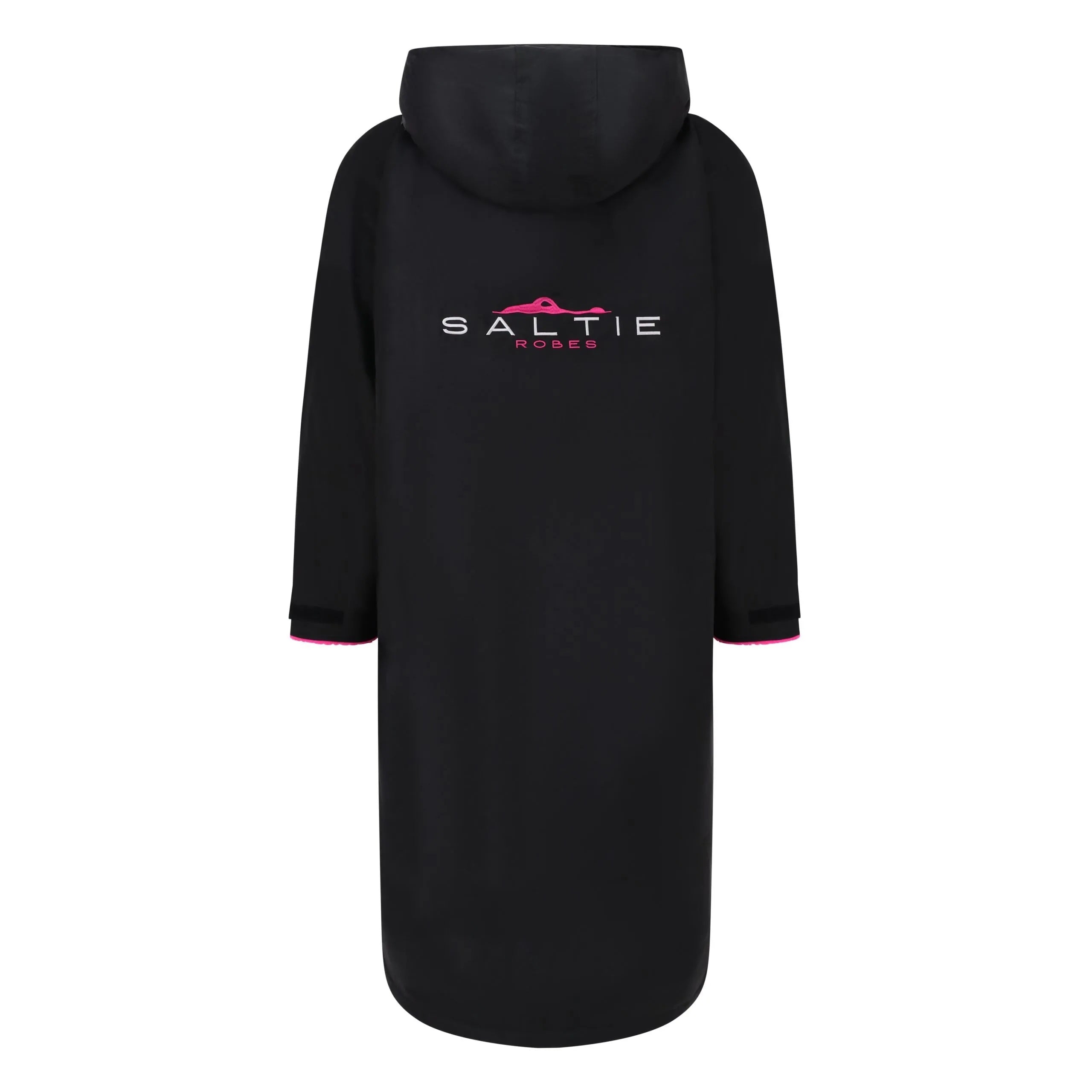 SALTIE Changing Robe in pink, weather resistant, perfect for changing on the beach and made using 100% recycled materials. The SALTIE changing robe is designed keep you warm and dry during your sea swim, beach walks and all of your outdoor adventures.
